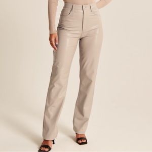Abercrombie & Fitch Curve Love 90’s Straight Leg Vegan Leather Pants